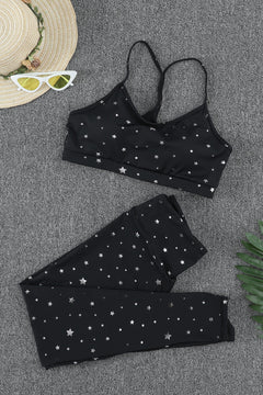 Star Print Sports Bra and Leggings Set