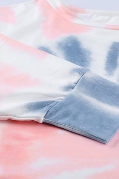 Tie-Dye Boat Neck Batwing Sleeve Tee