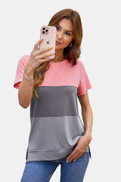 Color Block Round Neck Tee