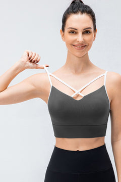 Contrast Crisscross Strap Sports Bra