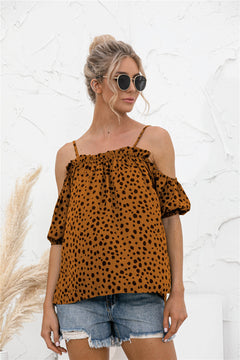 Cheetah Print Cold Shoulder Camisole Top