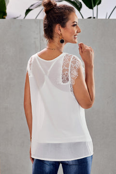 Lace Capped Sleeve Lined Top