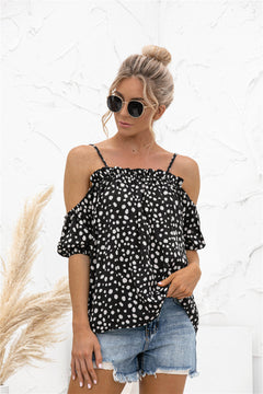 Cheetah Print Cold Shoulder Camisole Top