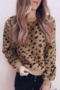 Leopard Print Fuzzy Sweatshirt