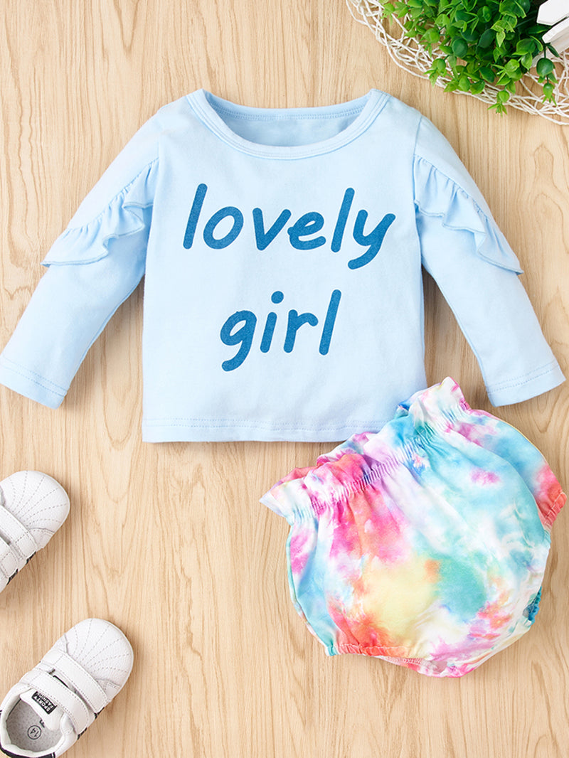 Baby Girl LOVELY GIRL Tee and Tie-Dye Bloomers Set