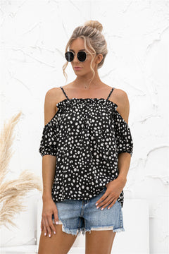 Cheetah Print Cold Shoulder Camisole Top