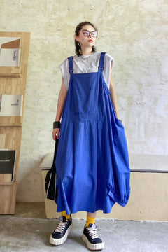 Slit Overall Dress with Pockets