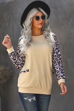 Leopard Long Sleeve Pocket Sweatshirt