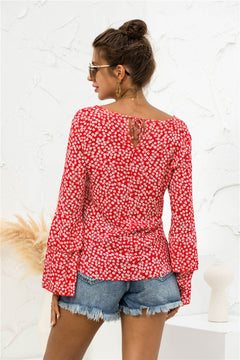 Ditsy Floral Flare Sleeve Blouse