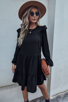 Ruffled Shoulder Tiered Dress