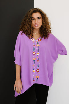 ODDI Wanderer Full Size Run Embroidered Poncho Top