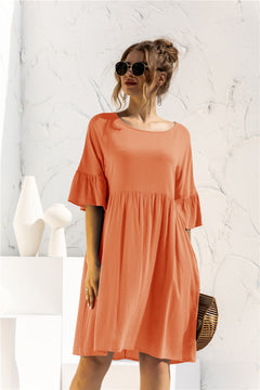 Ruffle Cuff Smock Dress