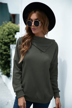 Button Collar Drop Shoulder Knitted Top