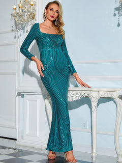 Lace Zip-Back Floor-Length Dress