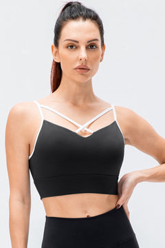 Contrast Crisscross Strap Sports Bra