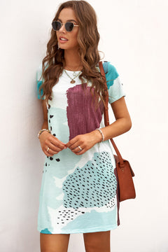 Leopard Splicing Color Block Mini Dress