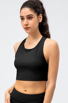 Ribbed Cropped Yoga Racerback Tank Top