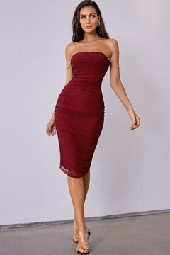 Ruched Spaghetti Strap Sheath Dress