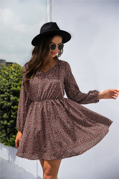 Polka Dot Tie Neck Dress