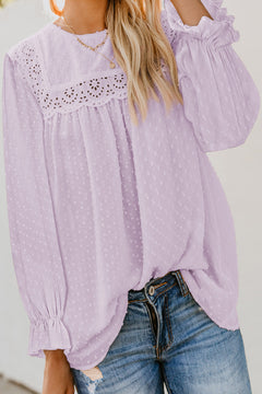 Swiss Dot Ruffle Long Sleeve Top