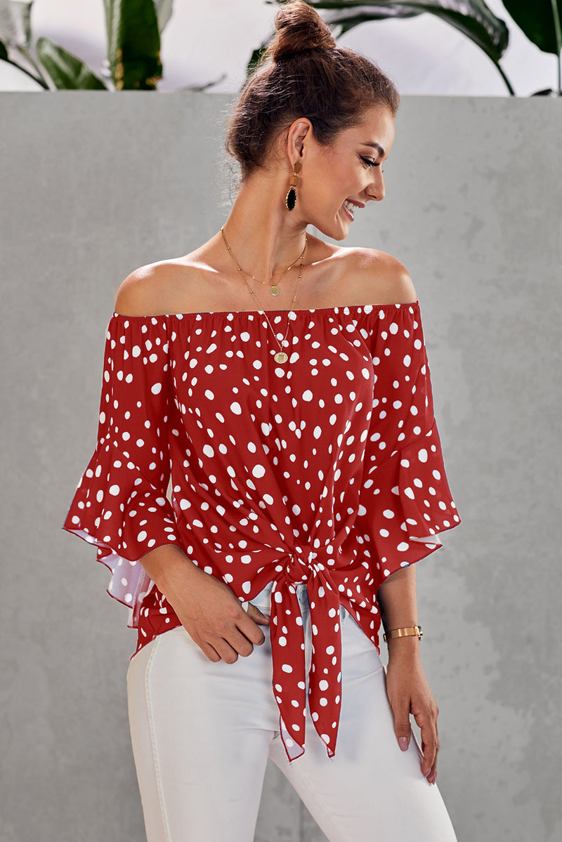 Off Shoulder Tie Front Top