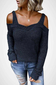 Long Sleeve Cold Shoulder Sweater