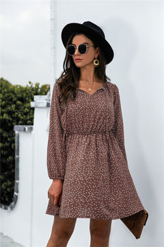 Polka Dot Tie Neck Dress