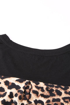 Contrast Leopard V-Neck Pocket Blouse