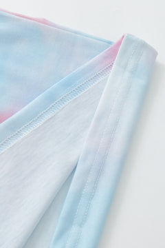 Tie-Dye Boat Neck Batwing Sleeve Tee