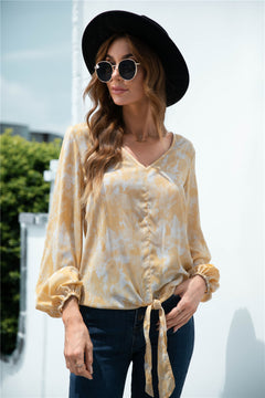 Tie Dye Balloon Sleeve Blouse