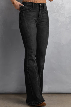 High Waist Flare Jeans with Pockets