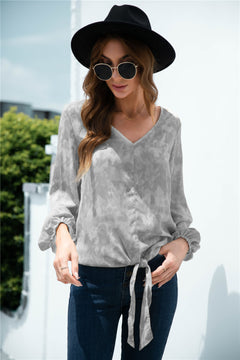 Tie Dye Balloon Sleeve Blouse