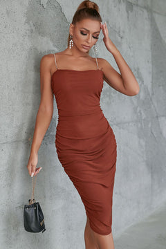 Ruched Spaghetti Strap Sheath Dress