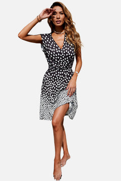 Gradient Polka Dot V Neck Beach Dress