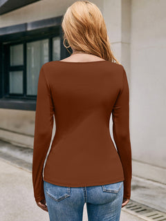 Decorative Buttons Long Sleeve T-Shirt