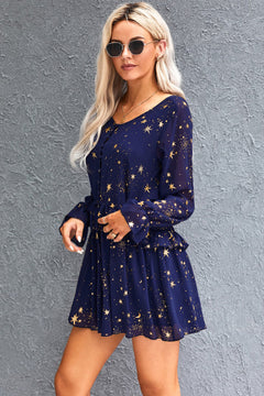 Shimmer Ruffle Casual Dress