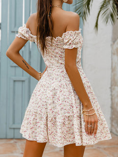 Floral Off-Shoulder Tiered Mini Dress