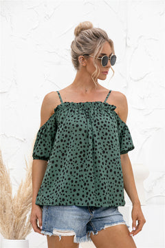 Cheetah Print Cold Shoulder Camisole Top