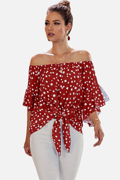 Off Shoulder Tie Front Top