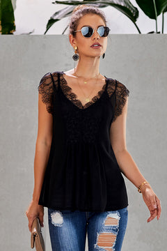 Lace Capped Sleeve Lined Top