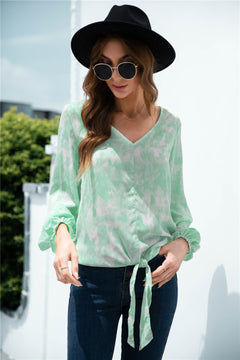 Tie Dye Balloon Sleeve Blouse