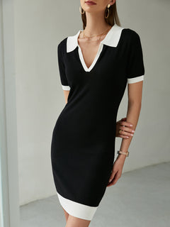 Contrast Johnny Collar Mini Dress