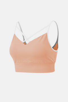 Contrast Crisscross Strap Sports Bra