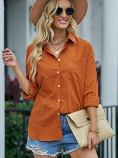 Textured Side Slit Long Sleeve Shirt