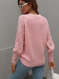 Rib-Knit Plunge Raglan Sleeve Cardigan