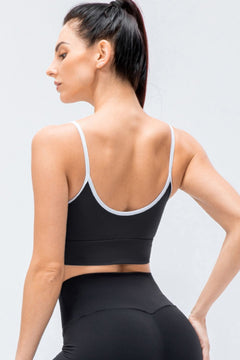 Contrast Crisscross Strap Sports Bra