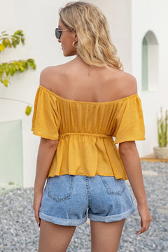 Ruffle Hem Bardot Blouse