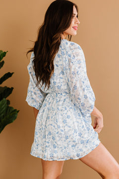 Floral Frill Trim Open Back Babydoll Dress