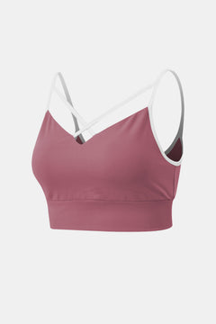 Contrast Crisscross Strap Sports Bra