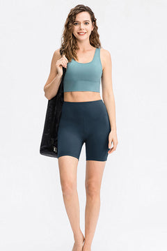 Elastic Waistband Side Mesh Biker Shorts